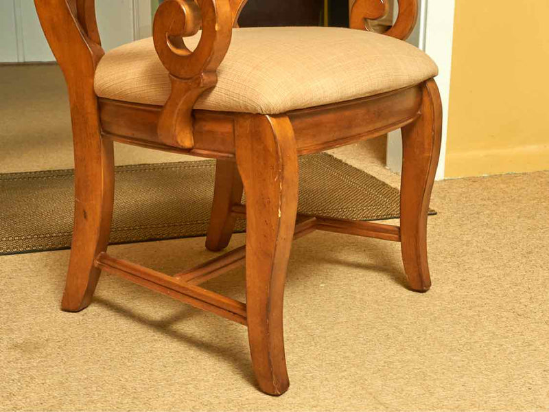 Set Of 6 Kincaid  Maple Upholstered Seats  Dining Chairs