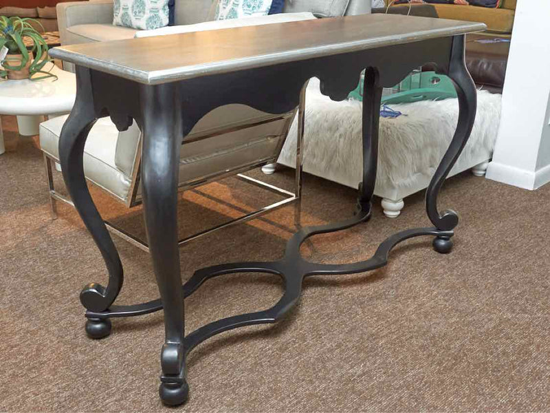 Silver Finish Top Black Finish Legs Entrance Hall Console