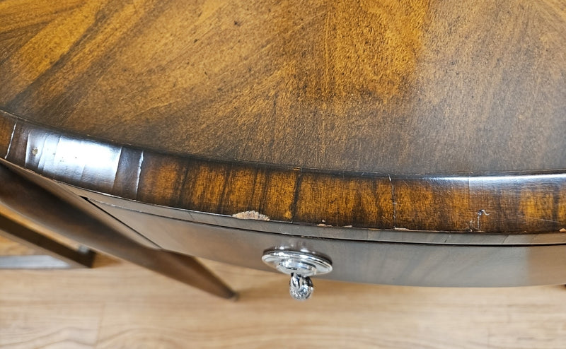 Oval Inlaid Walnut Accent Table