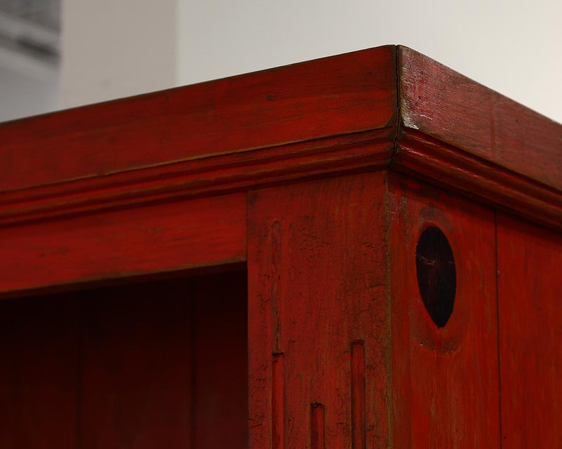 Tall Rustic Bookcase in Red Washed Stain Finish