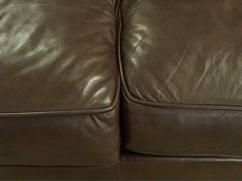 Ethan Allen Roll Arm Leather Loveseat