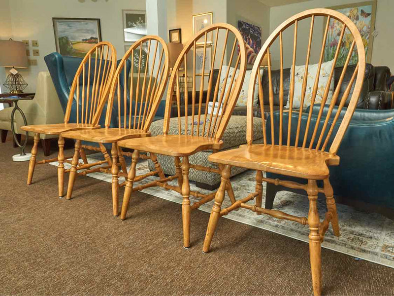 Set Of 4 Stained Ash Windsor  Dining Chairs