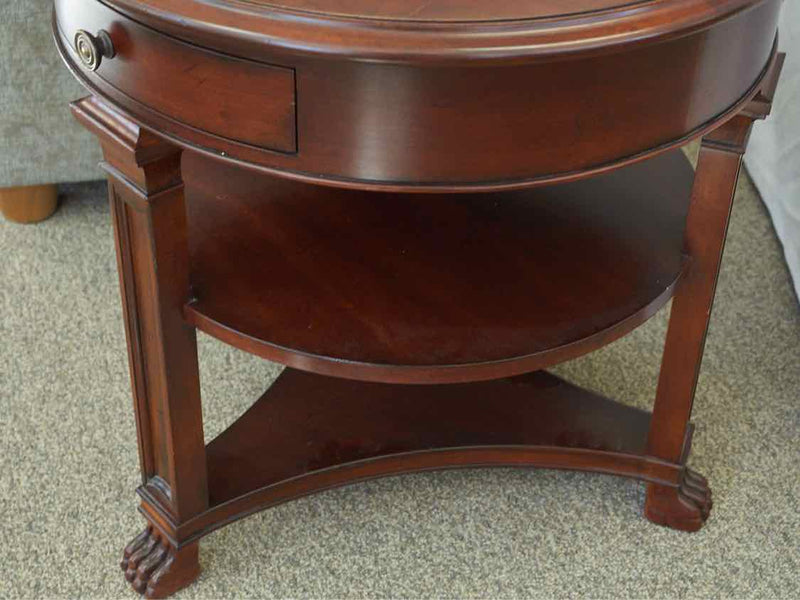 Hickory White Mahogany Round Side Table with 1 Drawer & 1 Shelf