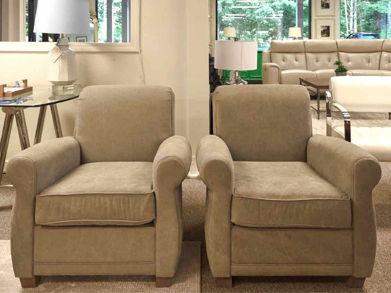 Pair of Roll Arm Club Chairs In Stonewash Gray