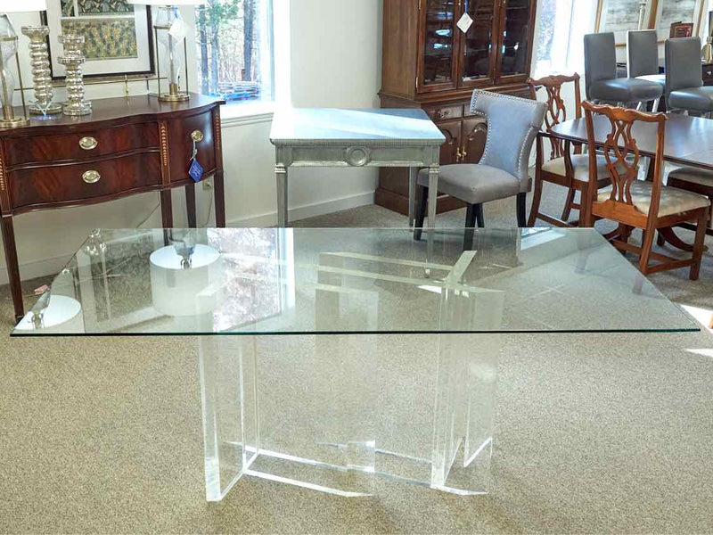 Rectangular Glass Dining Table wth Lucite Base