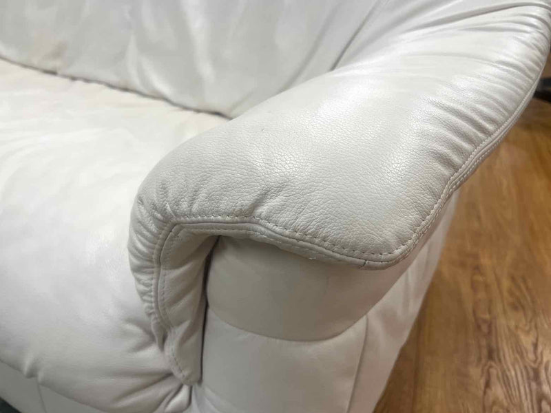 Natuzzi White Leather Sofa