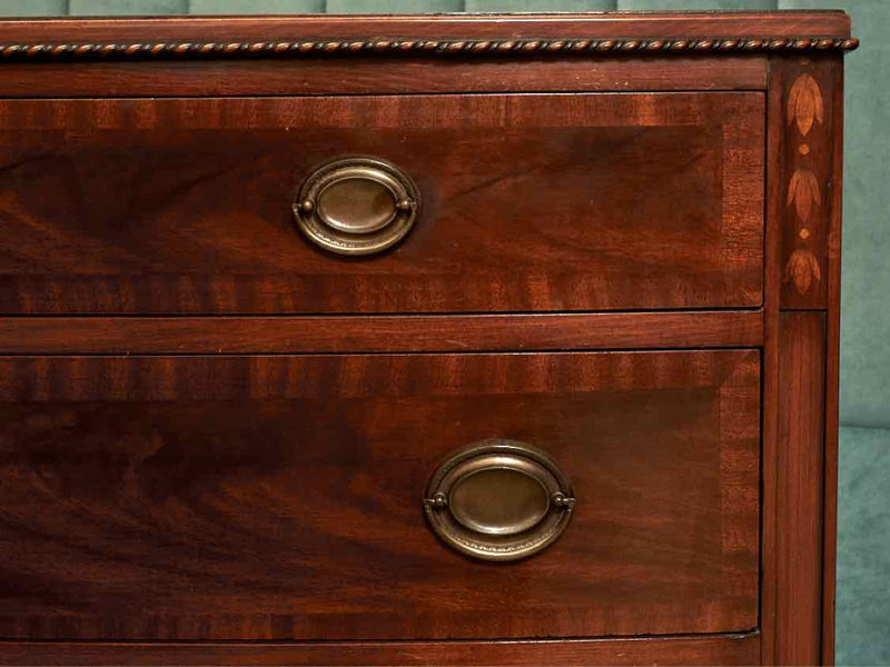 Mahogany Bow Front Dresser with 4 Drawers & Hepplewhite Brass Handles