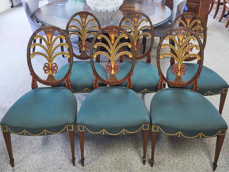 Set of Six Karges Mahogany 'Hepplewhite Plume' Side Chairs