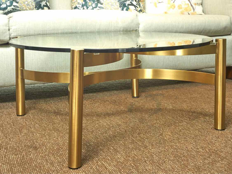 Gus Modern 'Quarry' Gold Finish Metal Glass Top Cocktail Table