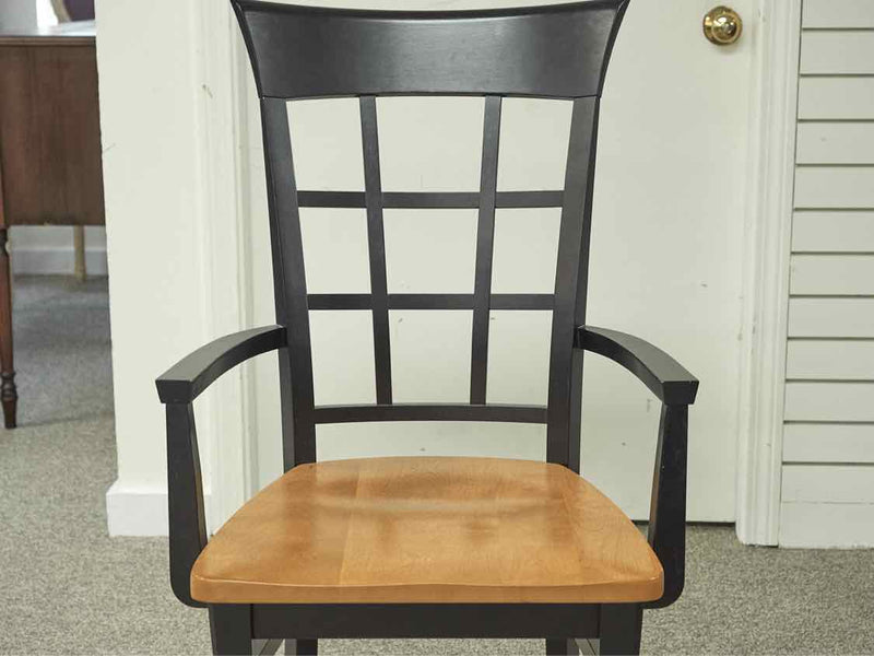 Black & Maple Round Dining Table With Set of Four Chairs