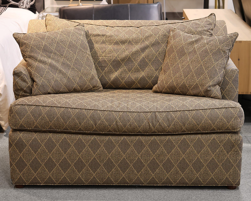 Ethan Allen Twin-Size Sleeper in Taupe and Grey Diamond Upholstery