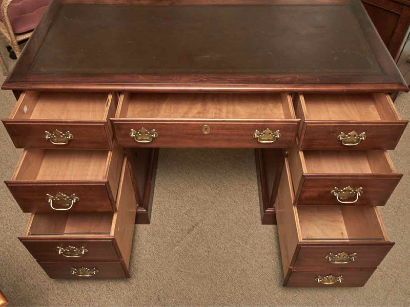 Leather Top 5 Drawer 2 File Mahogany Desk