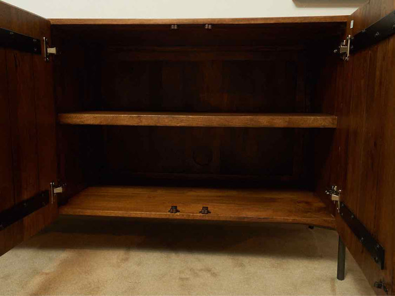 Crate & Barrel  'Raffael' Walnut Carved 3 Door Console