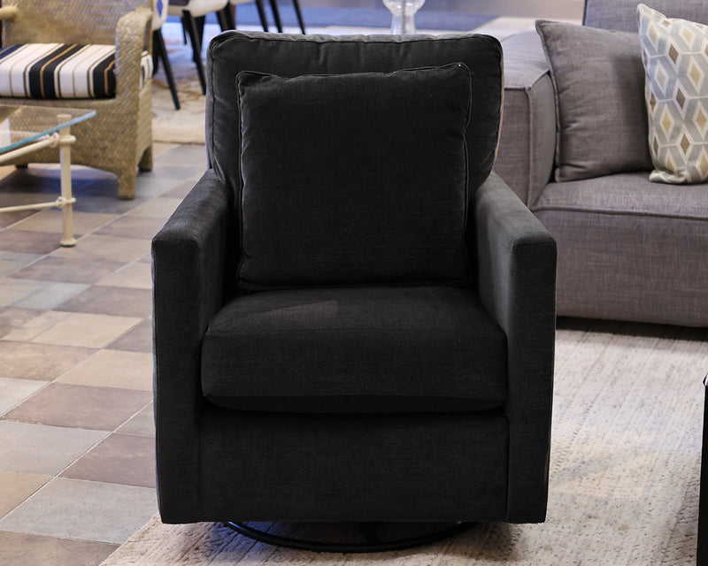 Bassett Swivel Glider in Black Chenille