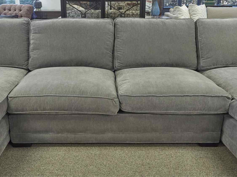 Grey Upholstered 3 Piece Sectional with Chaise & 3 Grey Toss Pillows