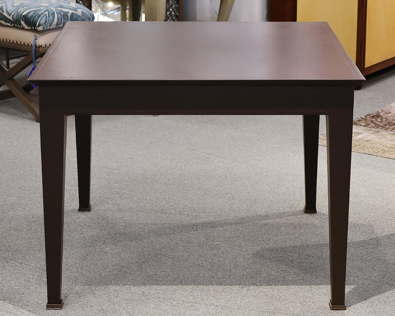 Leather Wrapped Square Accent Table in Chocolate Brown