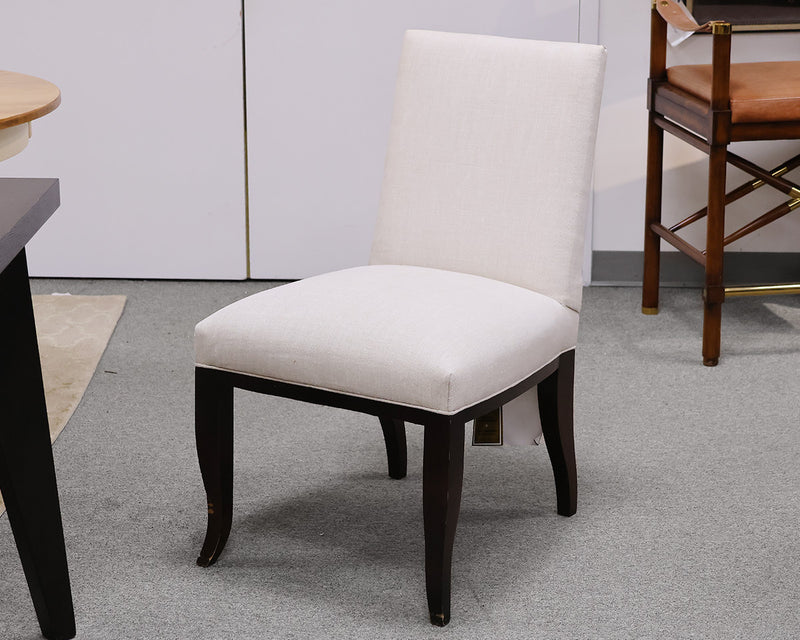 Hickory Chair Beige Linen Upholstered  Dining Chair with Espresso Legs