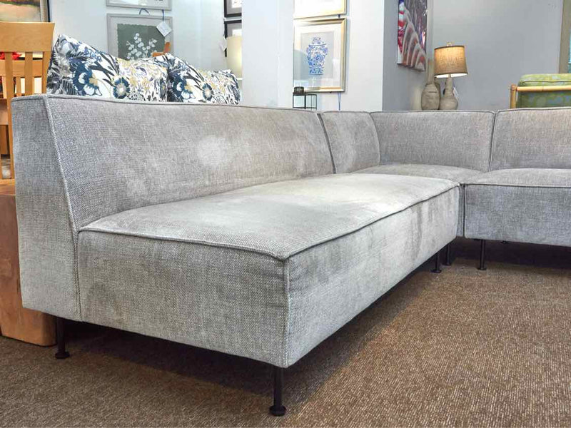 Crate & Barrel 3 Piece "Pewter Grey' Chenille Upholstered Sectional