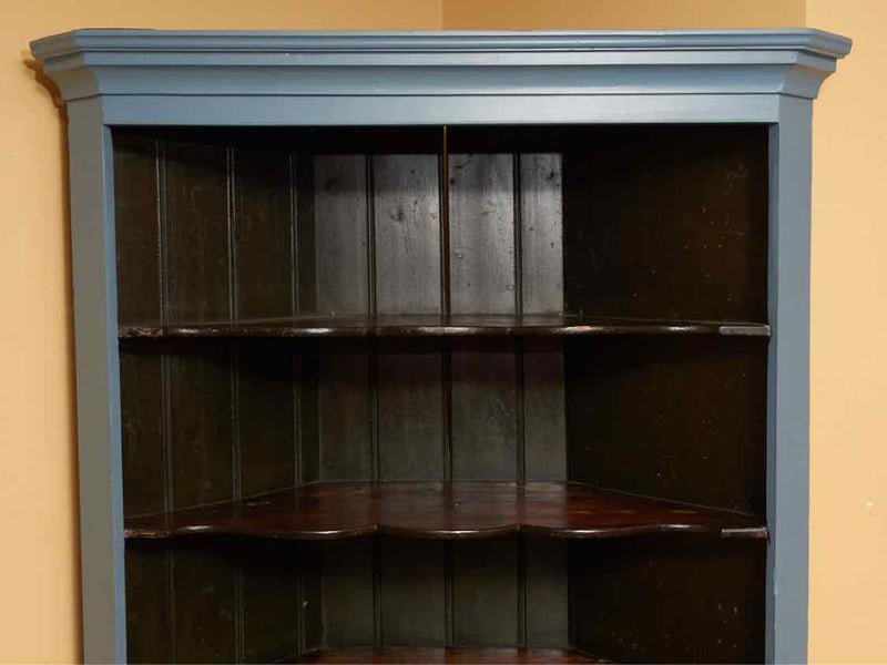 Antique Corner Cabinet in 'Priscilla Blue Finish"with 2 Doors & 3 Shelves