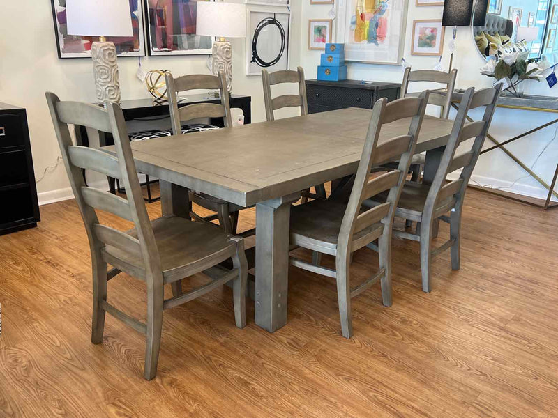 Pottery Barn Rustic Gray Wash Dining Table & 6 Chairs