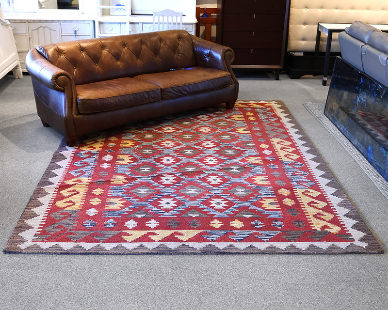 8 x 11 Southwest Motif Area Rug in Varigated Brown, Brick, Cream and Gold