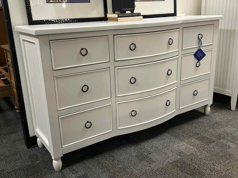 White Bow Front Triple Dresser