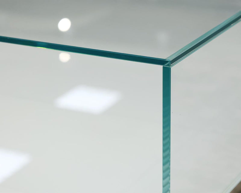 Miss Cocktail Table in Extra Light Tempered Glass and White Lacquered Glass