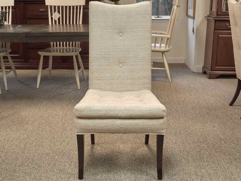 Lynne Scalo Set of 10 Custom Raw Silk Dining Chairs in Cream & Beige