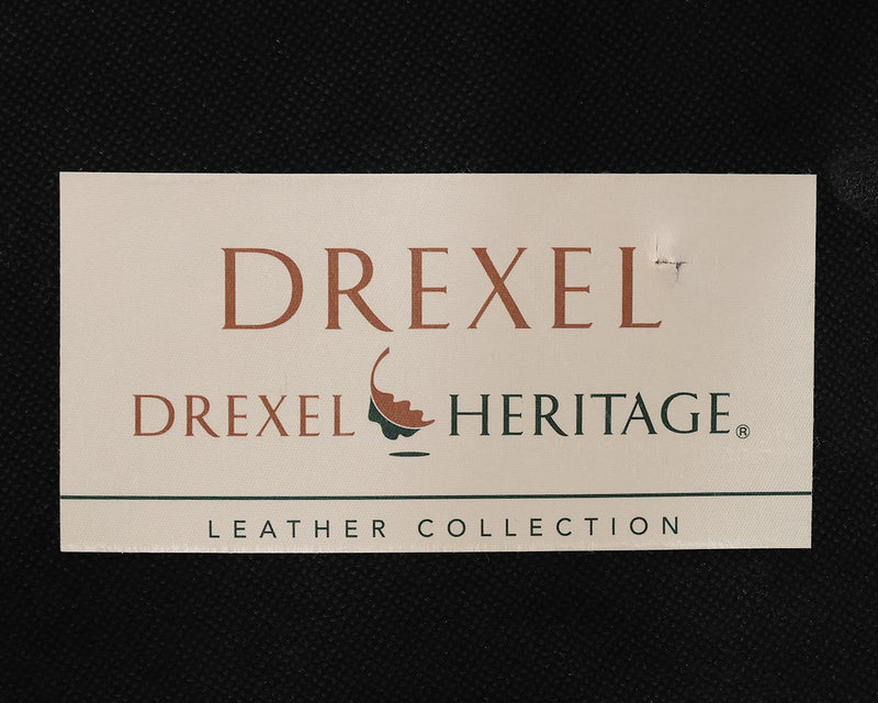 Drexel Heritage Tan Sauvage Leather Armless Chair with Bronze Nailhead Trim