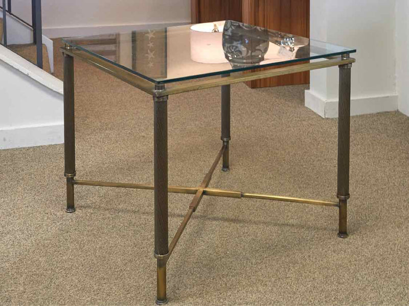 Brass And Glass Square Side Table