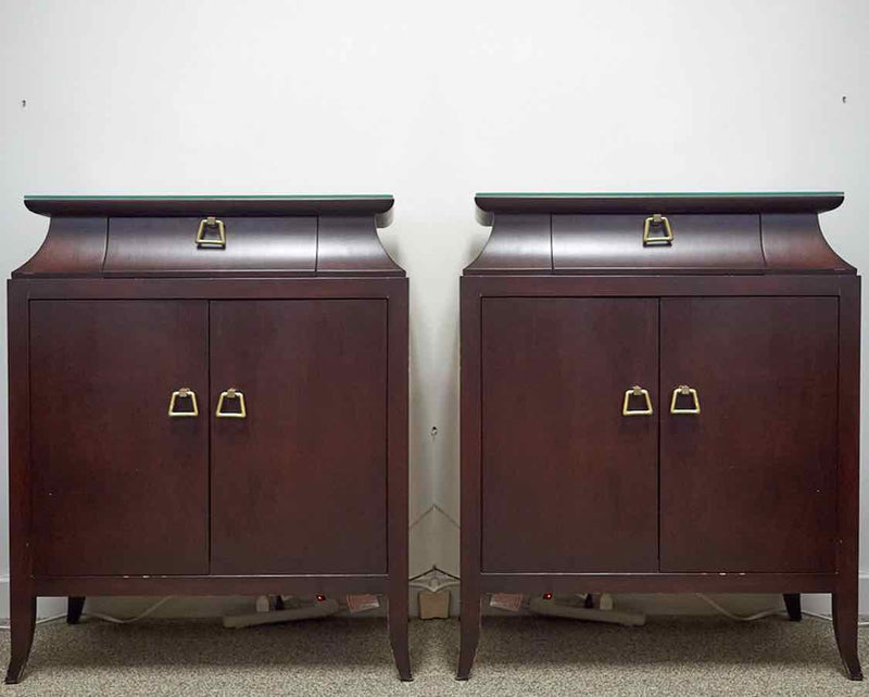 Pair of Contemporary Bedside Chests in Espresso