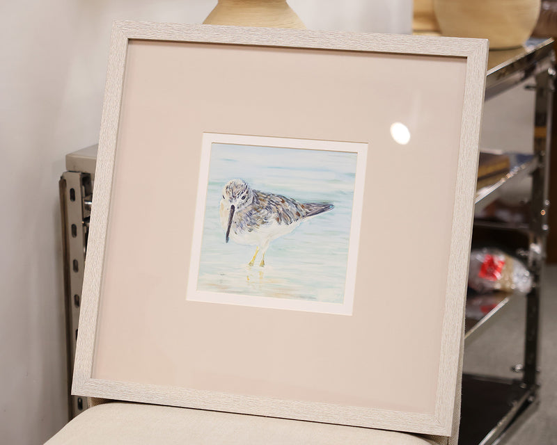 "Spotted Sandpiper I" Matted Print in Whitewashed Frame