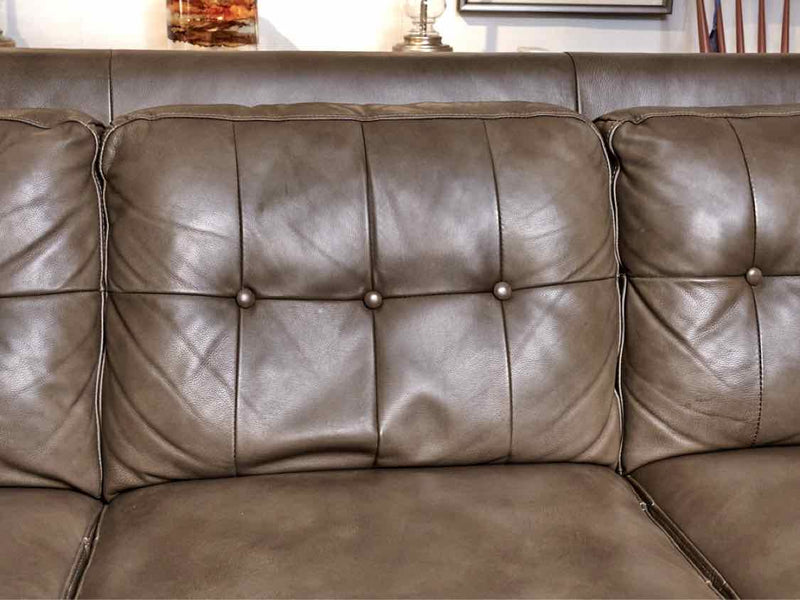 'Mocha Latte'  Tufted 3 Cushion  Leather Sofa