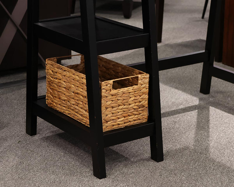 Black Desk with Side Shelves & Basket