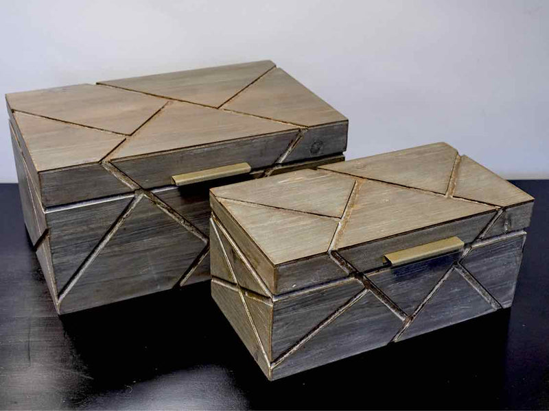 'Niobe' Set of Two Gray Wooden Nesting Boxes