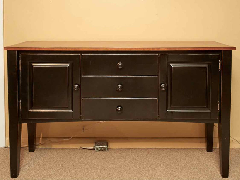 Maple Top with Black Shaker Leg  Sideboard with 2 Doors & 3 Drawers