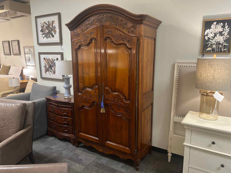 Carved Cherry Armoire w/ Floral Motif