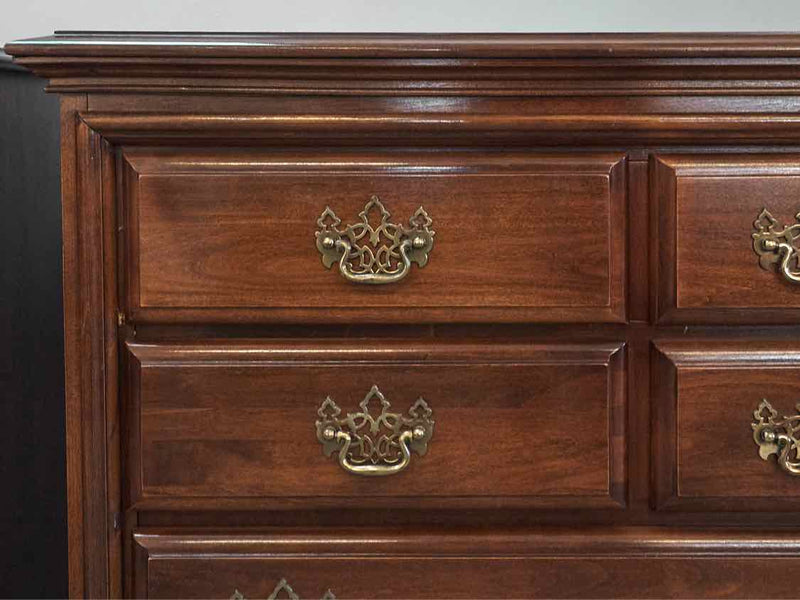 Mobel Inc. Cherry Double Dresser with 10 Drawers & Chippendale Ornate Handles