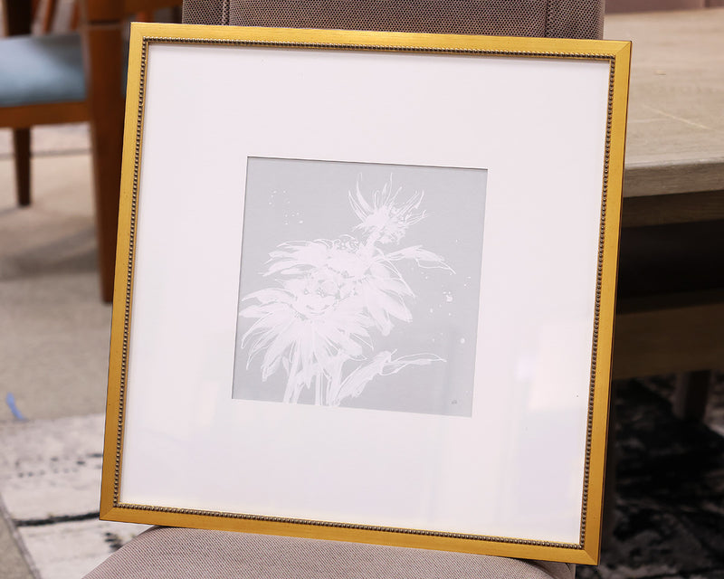 "Echinacea I" Matted Silouette Print in Gold Frame