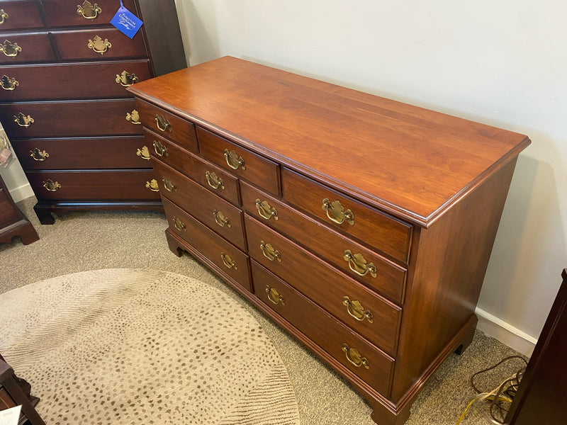 Henkel Harris Solid Cherry  9 Drawer Dresser with Chippendale Brass Hardware