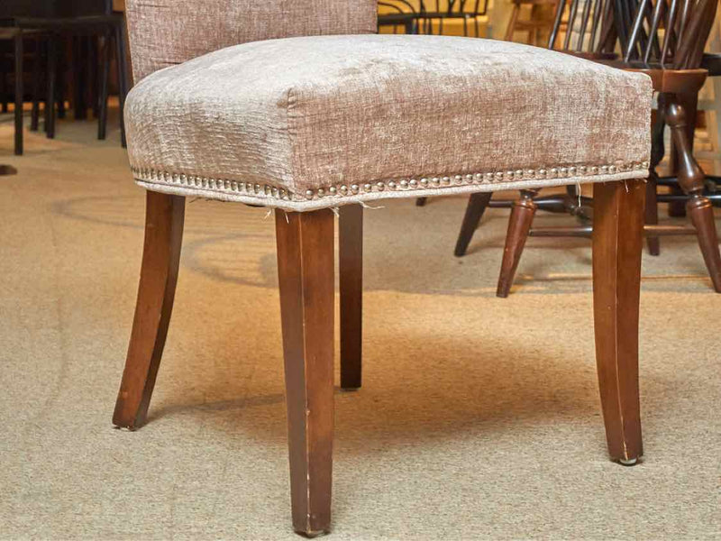 Set Of 4  Transitional Dining Chairs In 'Latte Taupe Upholstery W/ Nailhead Trim