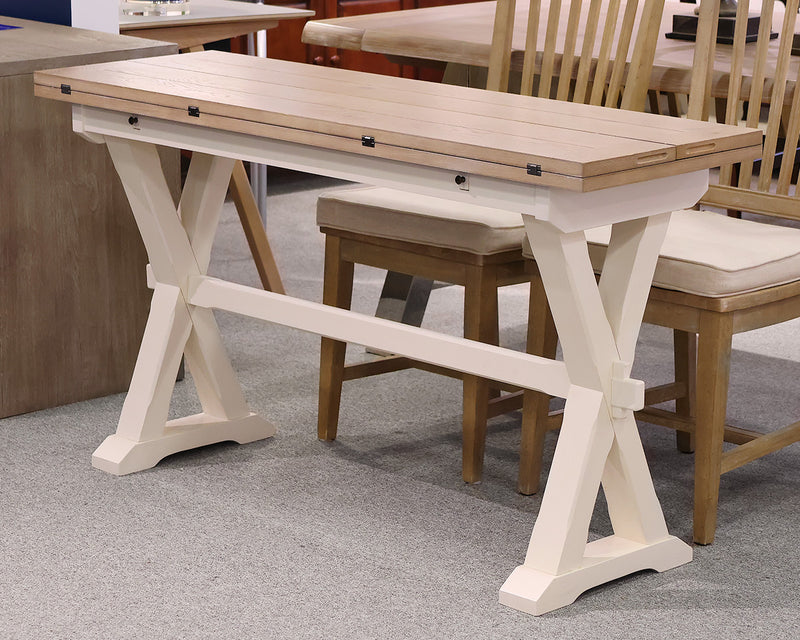 Universal Trestle Table & Set of 4 Chairs in Cream & Grey Wash Oak