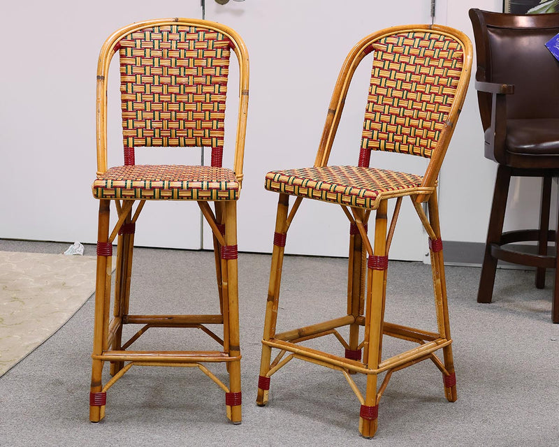 Pair of Bamboo Woven Bar Stools