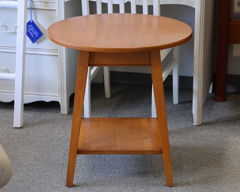 Ethan Allen Round Maple Side Table in Wheat Finish