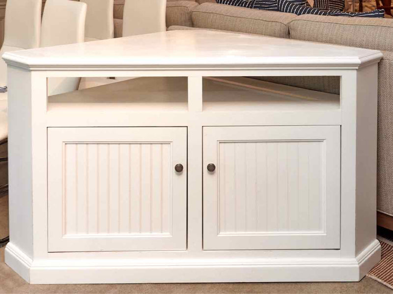 White Finish 2 Beadboard  Accent Doors CornerMedia Furniture