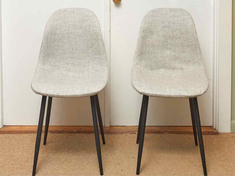 Pair of West Elm Mid Century Grey Upholstered Dining Chairs