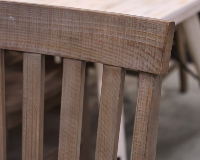 Modern Rustic Leg Dining Table with Leaf in White & Set of 6 Grey Chairs