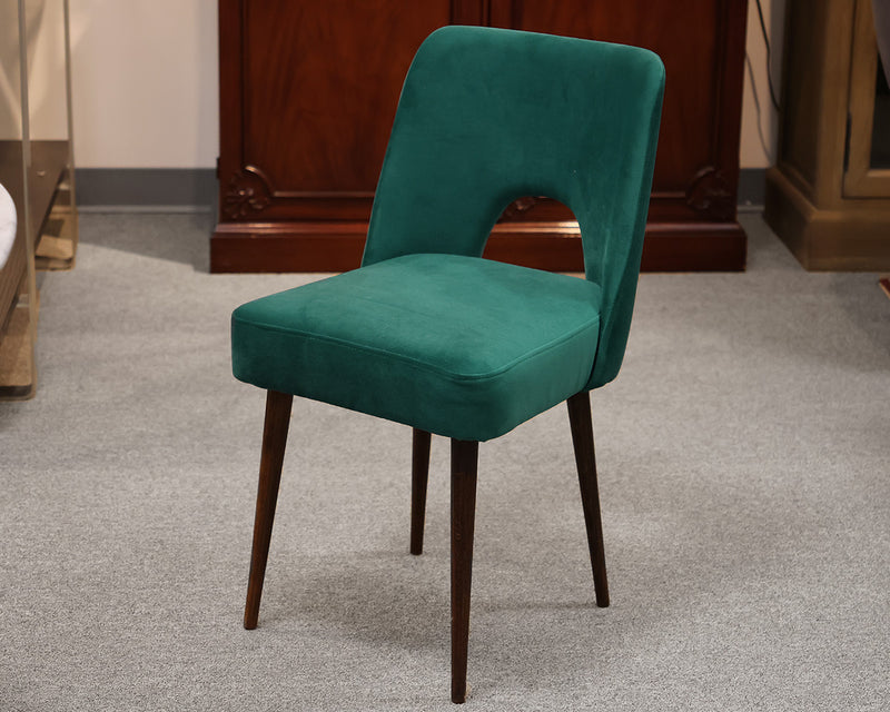 Set of 4 Dark Green Velvet "Shell" Dining Chairs, 1960s