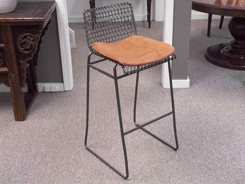 Set of 2 Crate & Barrel 'Tig' Wire Frame Bar Stools