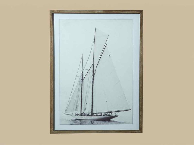 Sailboat Photograph Print  In Wooden Frame Under Glass